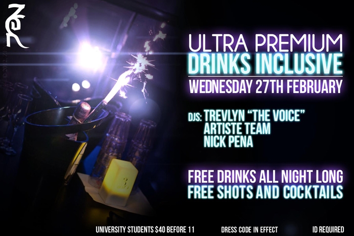 Ultra Premium Drinks Inclusive Wednesday