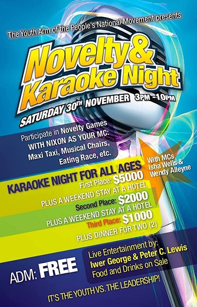 PNM National Youth Leage Novelty Games and Karaoke Night