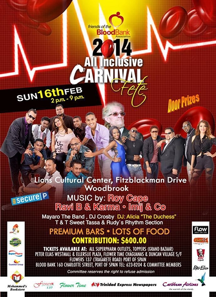 Friends of the Blood Bank All Inclusive Carnival Fete 2014